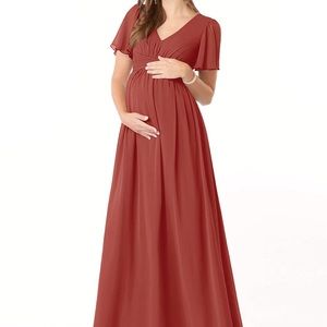 Azazie Verna Maternity dress Terracotta